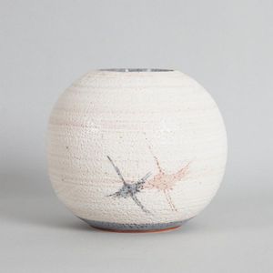 A Japanese Minoware shino vase, stoneware, a spherical vase…