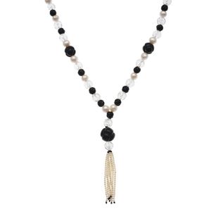 A rock crystal, jet and pearl necklace, comprising twenty four&hellip;