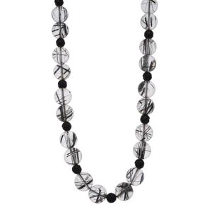 A tourmaline quartz and jet necklace, comprising twenty eight&hellip;
