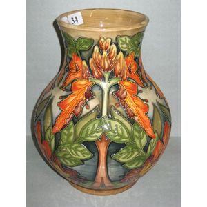 A Moorcroft vase 'Flame of the Forest' designer Philip Gibson,&hellip;