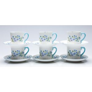 Pair Foley Wileman Pre-Shelley Blue Jungle Print Demi Cups #6021