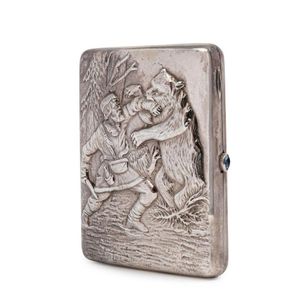 A Russian silver cigarette case, 19th century embossed with a…
