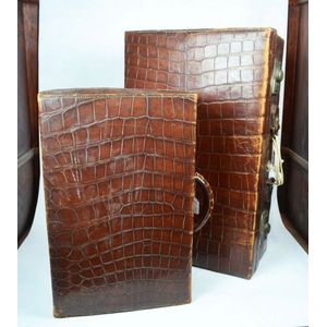 Two vintage crocodile skin suitcases medium 46 x 36 x 18 cm…