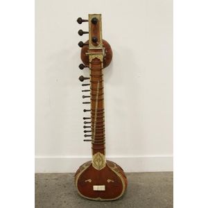 A vintage Indian Sitar with double gourd sound box, kaddu and&hellip;