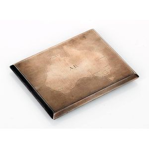 Prouds sterling silver cigarette case engraved with map of…
