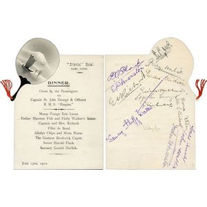Edwin Flack: Signature with 14 others on reverse of a 1912 menu…