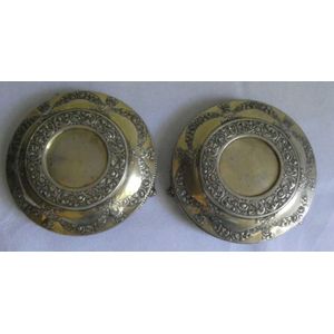 1930s Hamilton & Co. Calcutta Silver Gilt Stands (pair) - Trays 