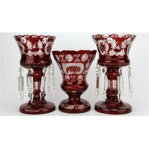 Egermann Czech Bohemian Flashcut Cranberry Red Glass Bowl