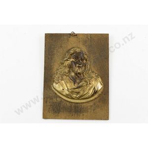 Late 19th century gilt bronze plaque showing relief Christ…