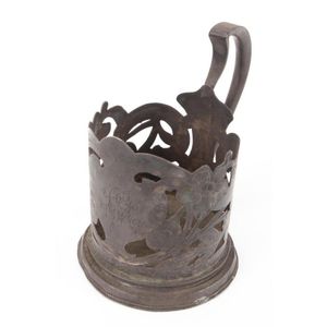 Continental silver teacup holder, probably Polish in Russian…