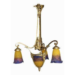 Muller Freres chandelier, early 20th century, France. Cast…