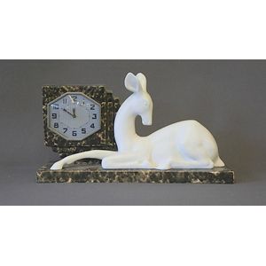 Clock Figure Body Art Deco Ceramic Mantel Clock with Deer Figure - Clocks - Figural ...