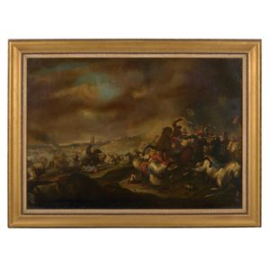 Italian school, late 17th century, a cavalry battle outside a…