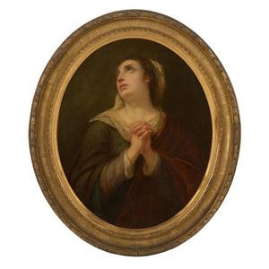 European school, mid 19th century, a young woman at prayer, oil…