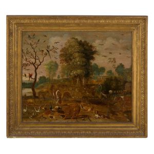 Flemish school, early 17th century, Adam and eve in the garden…