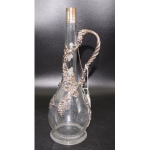 Vintage crystal & silver plate claret jug cased silver plate…