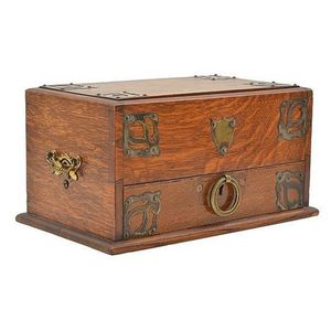 A brass mounted oak document box early 20th century two handles,…