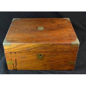 A Victorian rosewood, brass bound writing slope, with…