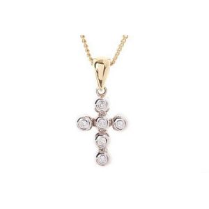 18ct Gold Diamond Pendant with Cross Design - Pendants/Lockets - Jewellery