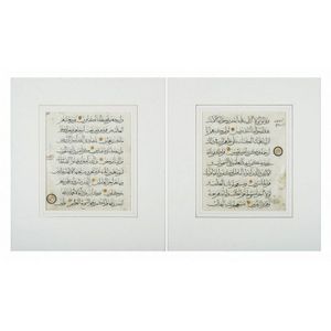 Islamic Qu'ran manuscript two Illuminated double sided…