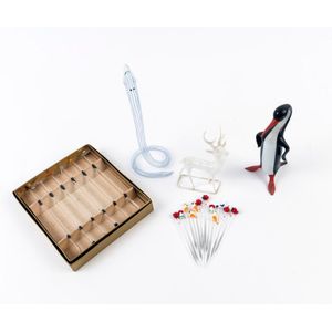Bimini, glass penguin, stag, serpent vase, cocktail skewers and…