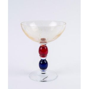 Gio Ponti,(attributed) Murano glass comport, red and blue stem…