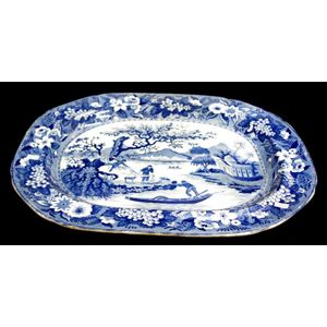 Staffordshire pearlware transfer ware meat platter with blue &&hellip;