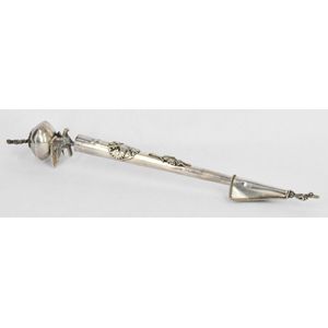 A Russian-Polish silver torah yad, with lion finial, coat of…