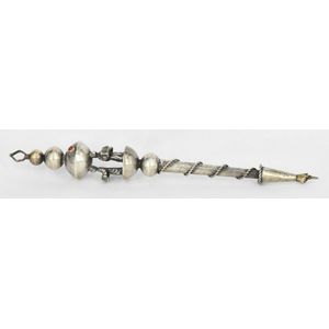 A Russian-Polish silver torah yad, the handle decorated with…