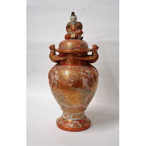 Kutani Porcelain Samurai Urn with Bird Handles - Ceramics - Japanese ...