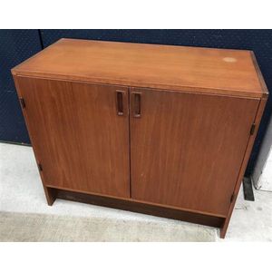 A Parker style two door cupboard 78 h, 93 w, 45 d.