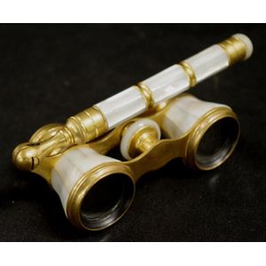 Pair French mother of pearl encased opera glasses marked 'Paris…