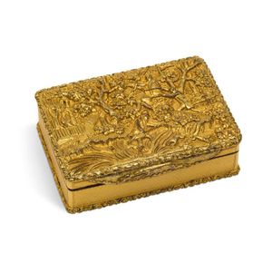 A mercurial gilt Old Sheffield plate presentation table snuff…