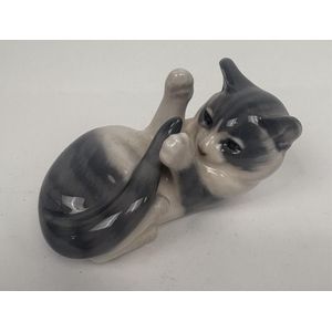 A Royal Copenhagen, Denmark porcelain figure of a cat playing,&hellip;