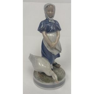 A Royal Copenhagen, Denmark porcelain figure of a girl & geese,&hellip;