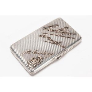 Russian silver and gold cigarette case, of rectangular reeded…