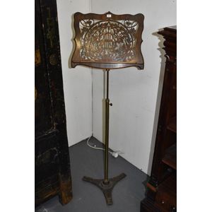 19th century rosewood fretwork music stand on adjustable column