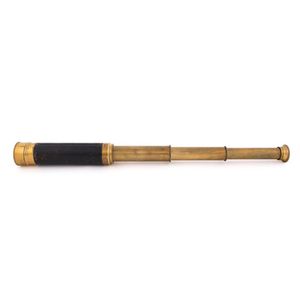 An antique English pocket telescope, leather bound brass, 19th…