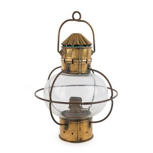Antique Brass Nautical Ship Lantern Marine Glass Globe / Onion Oil