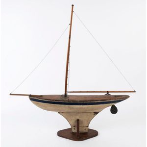 An antique pond yacht on stand, late 19th century, 92 cm high,…
