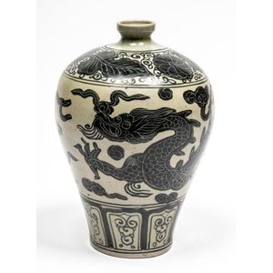 'Dragon' Meiping Jar height 26 cm A black & cream Chinese&hellip;