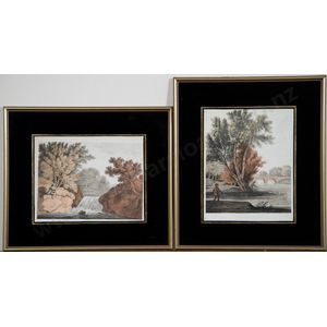 Pair George III fishing aquatints fisherman netting and the&hellip;