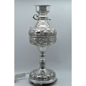 Greek sterling silver lamp base with embossed grape vine…