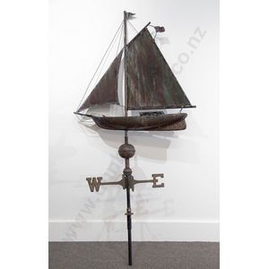 Antique marine copper and brass weather vane sailing boat 153…