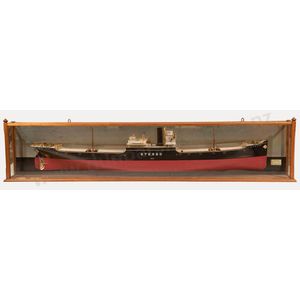 A large model of the screw steamer Stesso glazed oak case with…