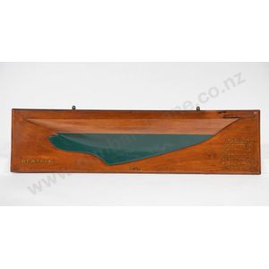 A half hull model of the yacht 'Beatrix the back board with…