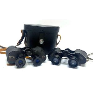 Two pairs of binoculars including Fujica Meibo & Zeiss, zeiss…