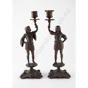 Pair 19th century German patinated cast iron figural…