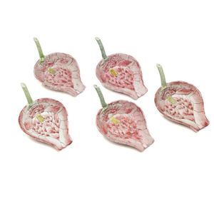 Set of five Chinese famille rose lotus form libation dishes,…
