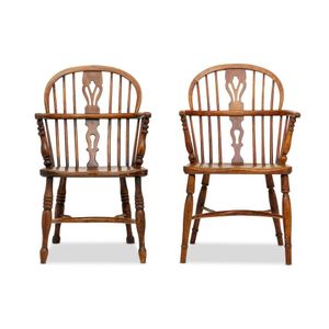 A matched pair of early Victorian elm and fruitwood Windsor&hellip;